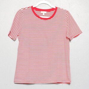 Ella Moss red white striped crew neck short sleeve cotton tee